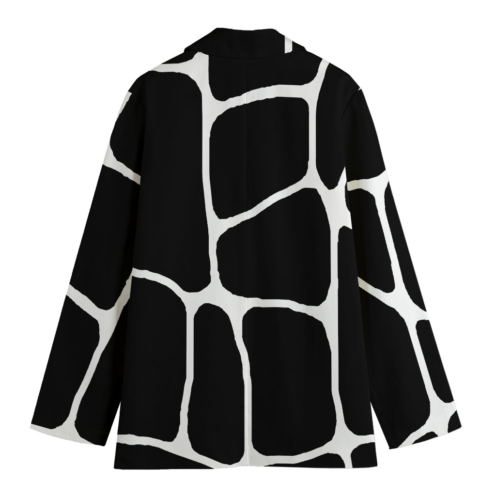 Black And White Giraffe Pattern Print Women's Cotton Blazer