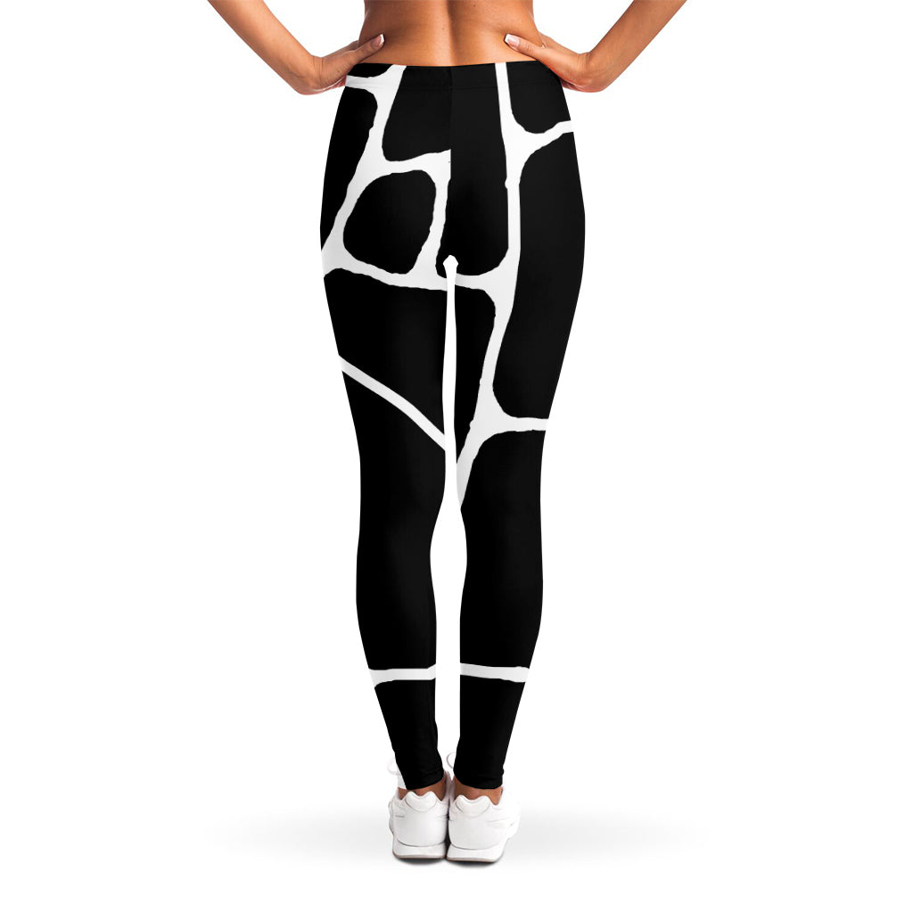 Black And White Giraffe Pattern Print Women's Leggings