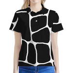 Black And White Giraffe Pattern Print Women's Polo Shirt