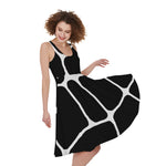Black And White Giraffe Pattern Print Women's Sleeveless Dress