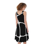Black And White Giraffe Pattern Print Women's Sleeveless Dress