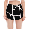 Black And White Giraffe Pattern Print Women's Split Running Shorts