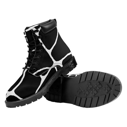 Black And White Giraffe Pattern Print Work Boots
