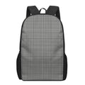 Black And White Glen Plaid Print 17 Inch Backpack