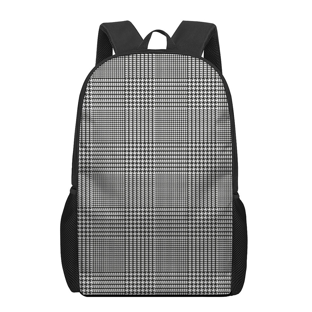 Black And White Glen Plaid Print 17 Inch Backpack