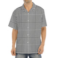 Black And White Glen Plaid Print Aloha Shirt