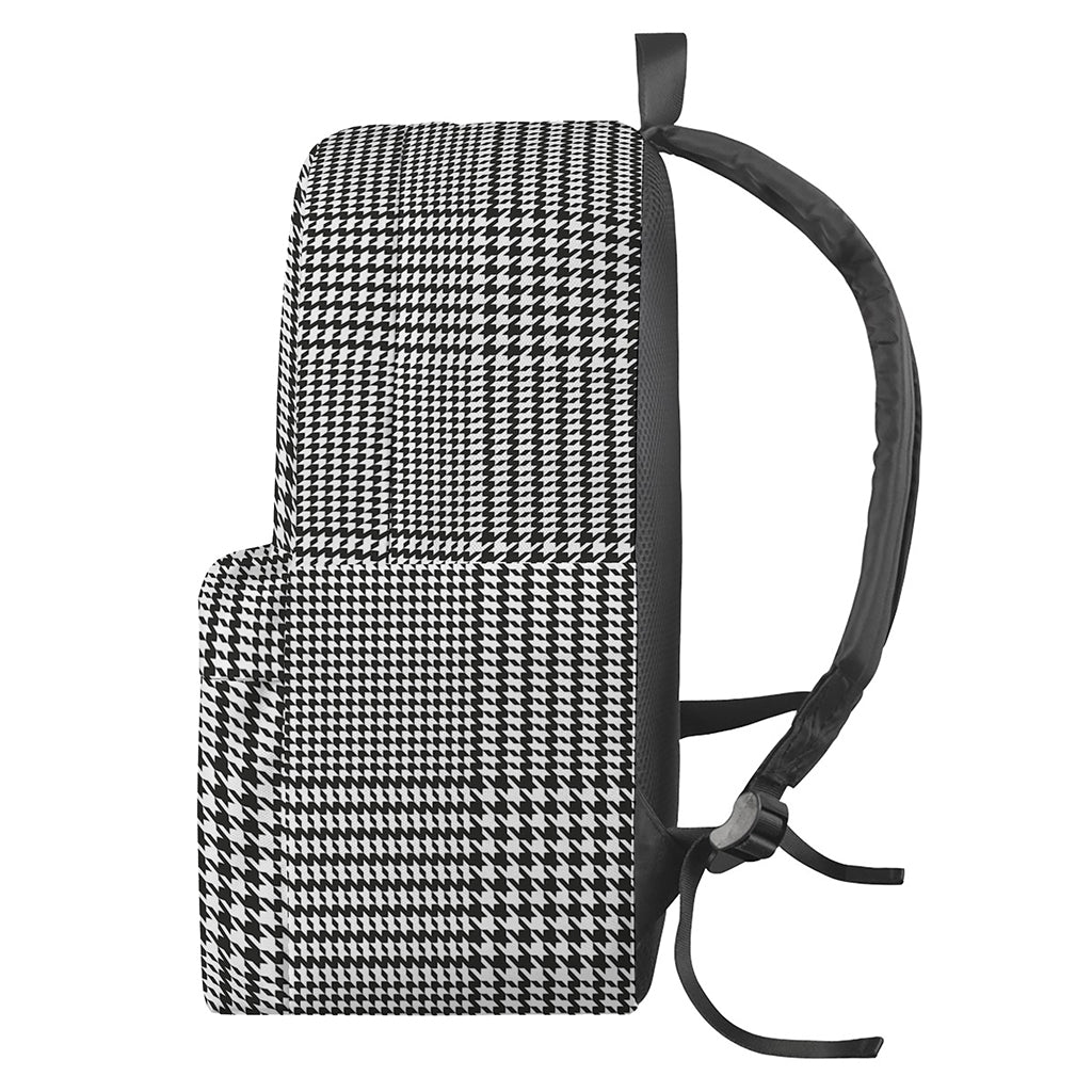 Black And White Glen Plaid Print Backpack