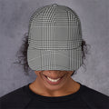 Black And White Glen Plaid Print Baseball Cap