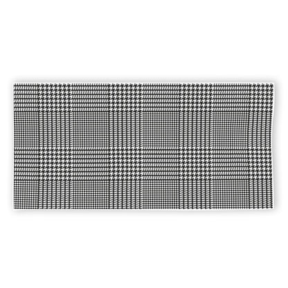 Black And White Glen Plaid Print Beach Towel
