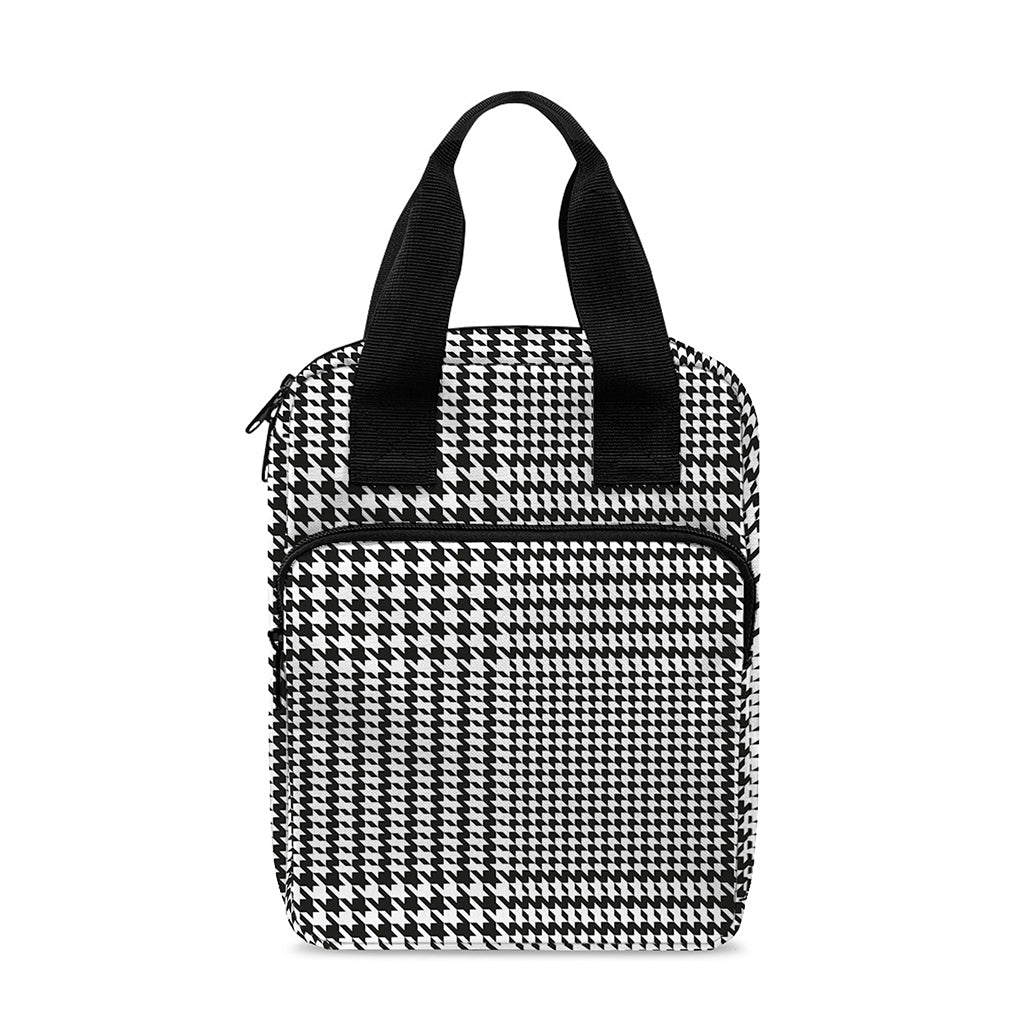 Black And White Glen Plaid Print Bible Tote Bag