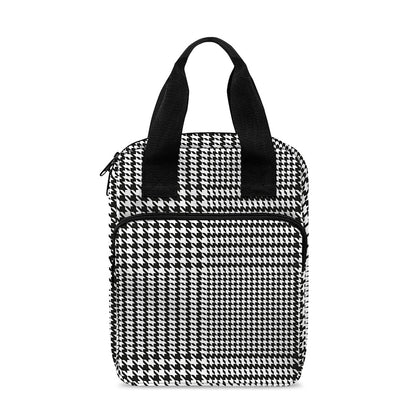 Black And White Glen Plaid Print Bible Tote Bag