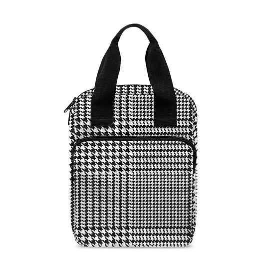 Black And White Glen Plaid Print Bible Tote Bag
