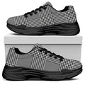 Black And White Glen Plaid Print Black Chunky Shoes