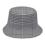 Black And White Glen Plaid Print Bucket Hat