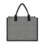 Black And White Glen Plaid Print Canvas Tote Bag