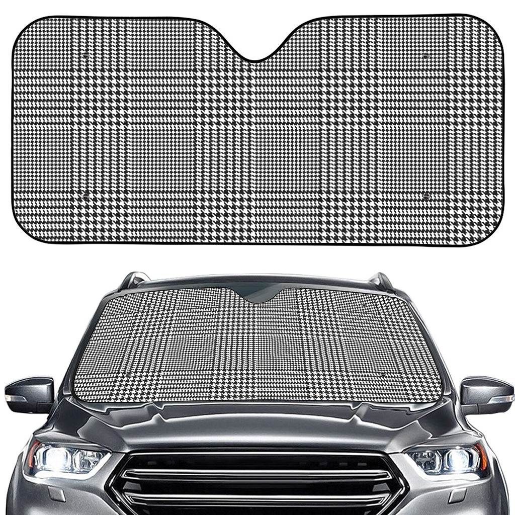 Black And White Glen Plaid Print Car Windshield Sun Shade