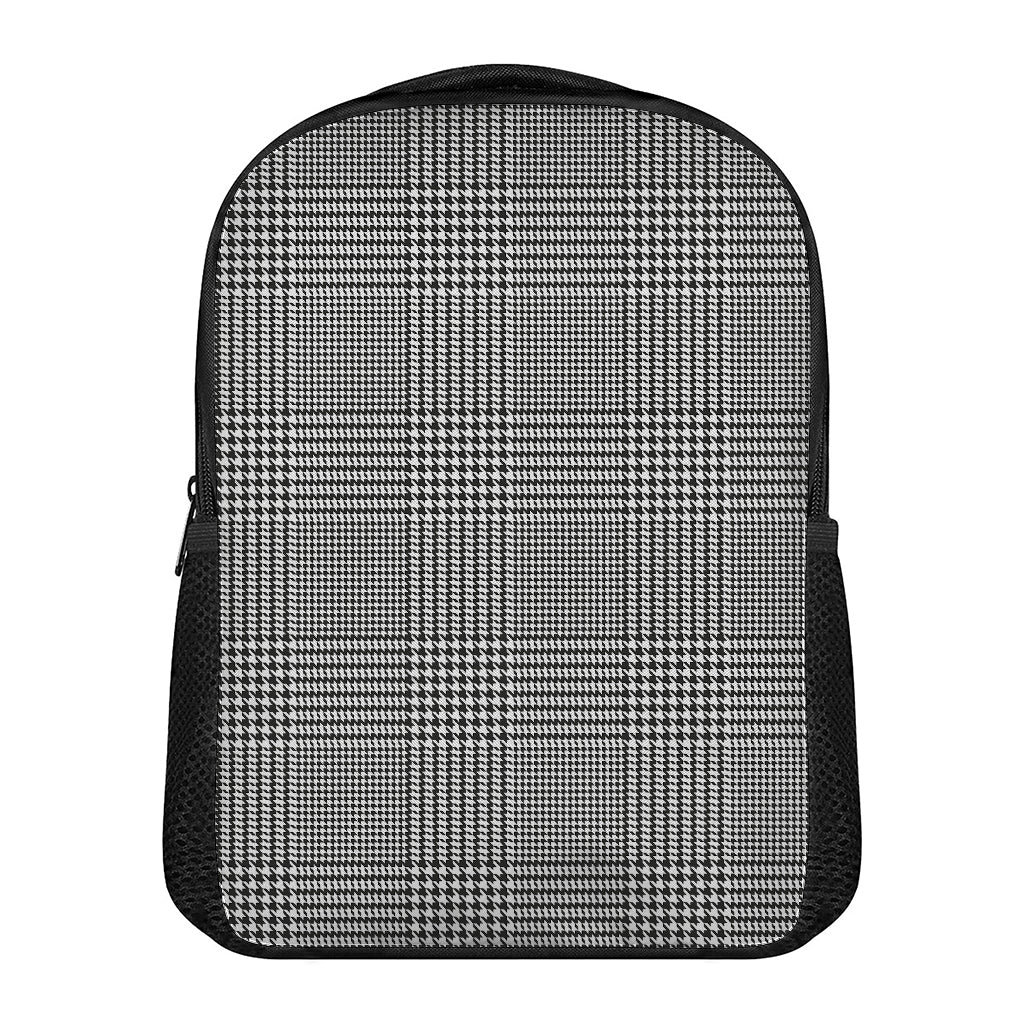 Black And White Glen Plaid Print Casual Backpack