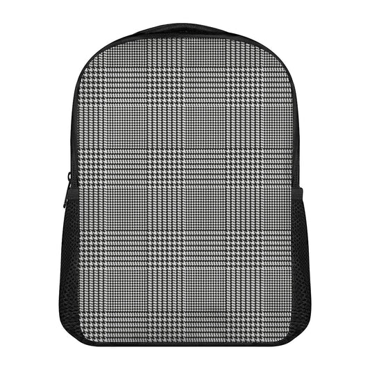 Black And White Glen Plaid Print Casual Backpack