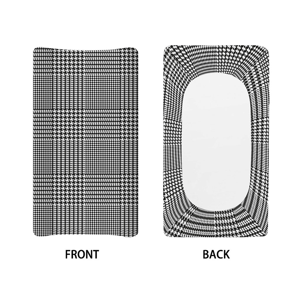 Black And White Glen Plaid Print Changing Pad Cover