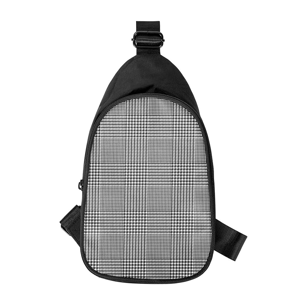 Black And White Glen Plaid Print Chest Bag