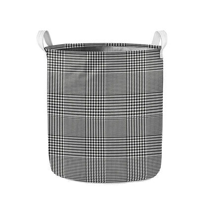 Black And White Glen Plaid Print Collapsible Laundry Basket