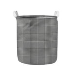 Black And White Glen Plaid Print Collapsible Laundry Basket