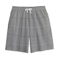 Black And White Glen Plaid Print Cotton Shorts