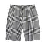 Black And White Glen Plaid Print Cotton Shorts