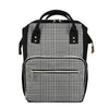 Black And White Glen Plaid Print Diaper Bag