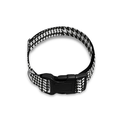 Black And White Glen Plaid Print Dog Collar