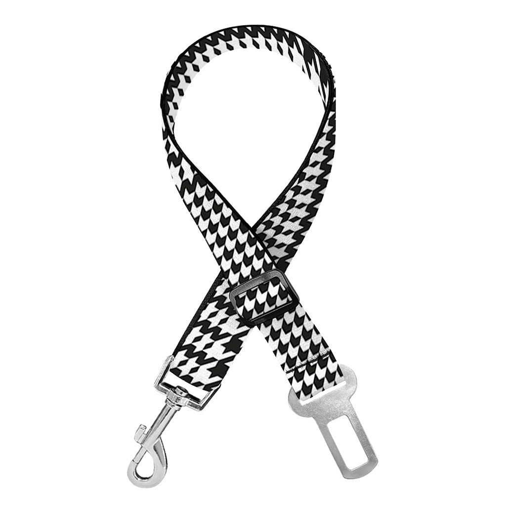 Black And White Glen Plaid Print Dog Seat Belt