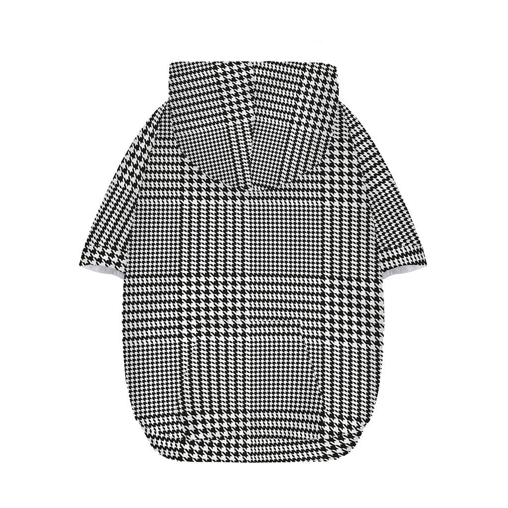 Black And White Glen Plaid Print Dog Zip Up Hoodie