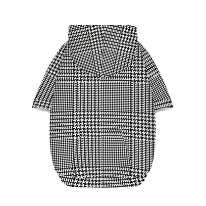 Black And White Glen Plaid Print Dog Zip Up Hoodie