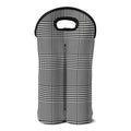 Black And White Glen Plaid Print Double Neoprene Wine Tote