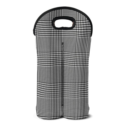 Black And White Glen Plaid Print Double Neoprene Wine Tote