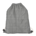 Black And White Glen Plaid Print Drawstring Bag