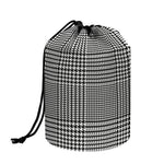 Black And White Glen Plaid Print Drawstring Makeup Bag