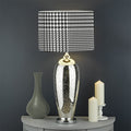 Black And White Glen Plaid Print Drum Lamp Shade