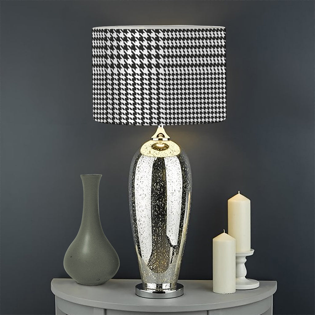 Black And White Glen Plaid Print Drum Lamp Shade