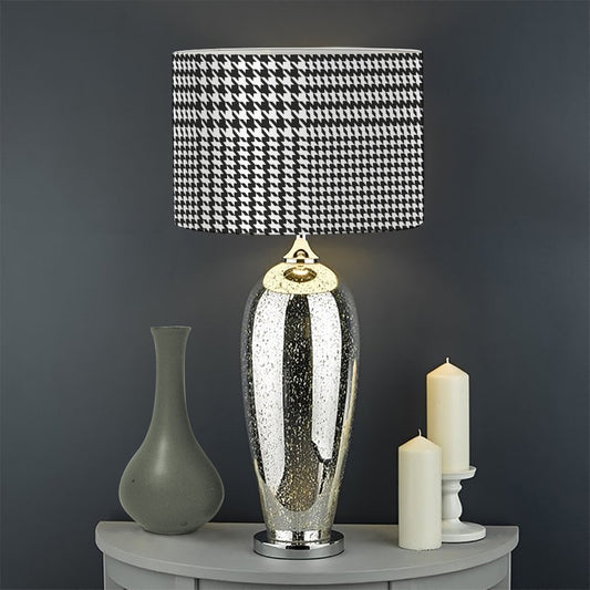 Black And White Glen Plaid Print Drum Lamp Shade