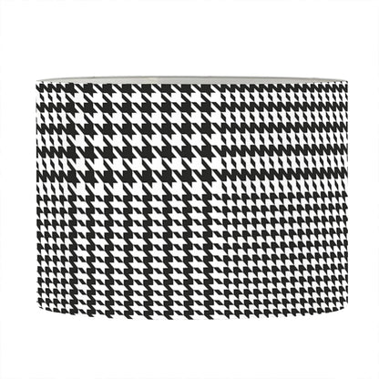 Black And White Glen Plaid Print Drum Lamp Shade