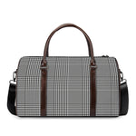 Black And White Glen Plaid Print Duffle Bag