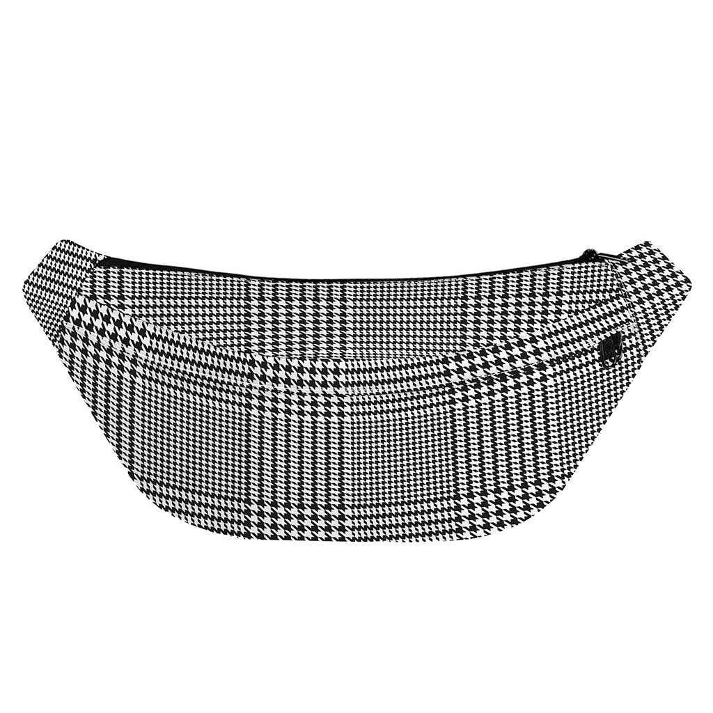 Black And White Glen Plaid Print Fanny Pack