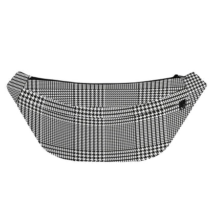 Black And White Glen Plaid Print Fanny Pack