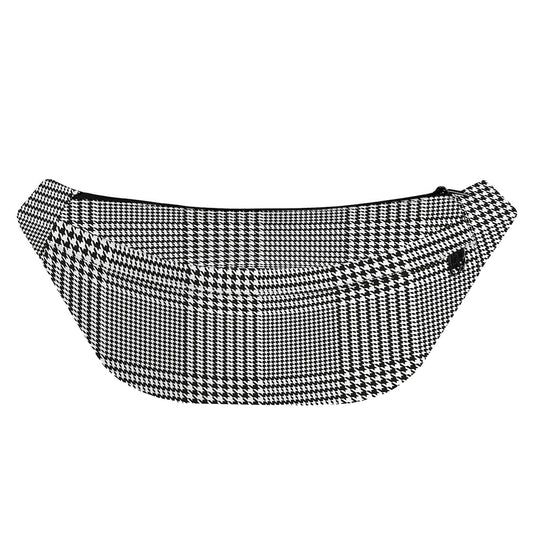 Black And White Glen Plaid Print Fanny Pack