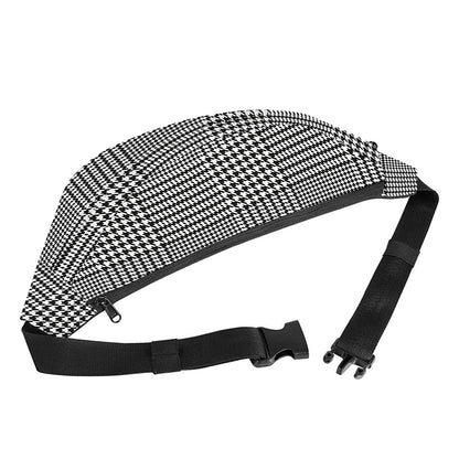 Black And White Glen Plaid Print Fanny Pack