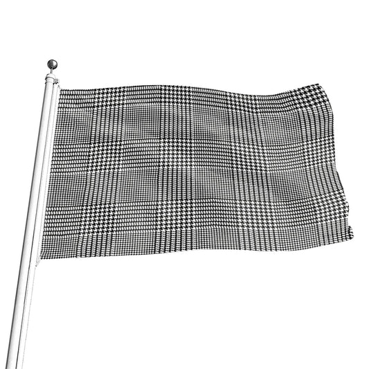 Black And White Glen Plaid Print Flag