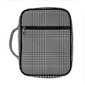 Black And White Glen Plaid Print Front Pocket Bible Bag