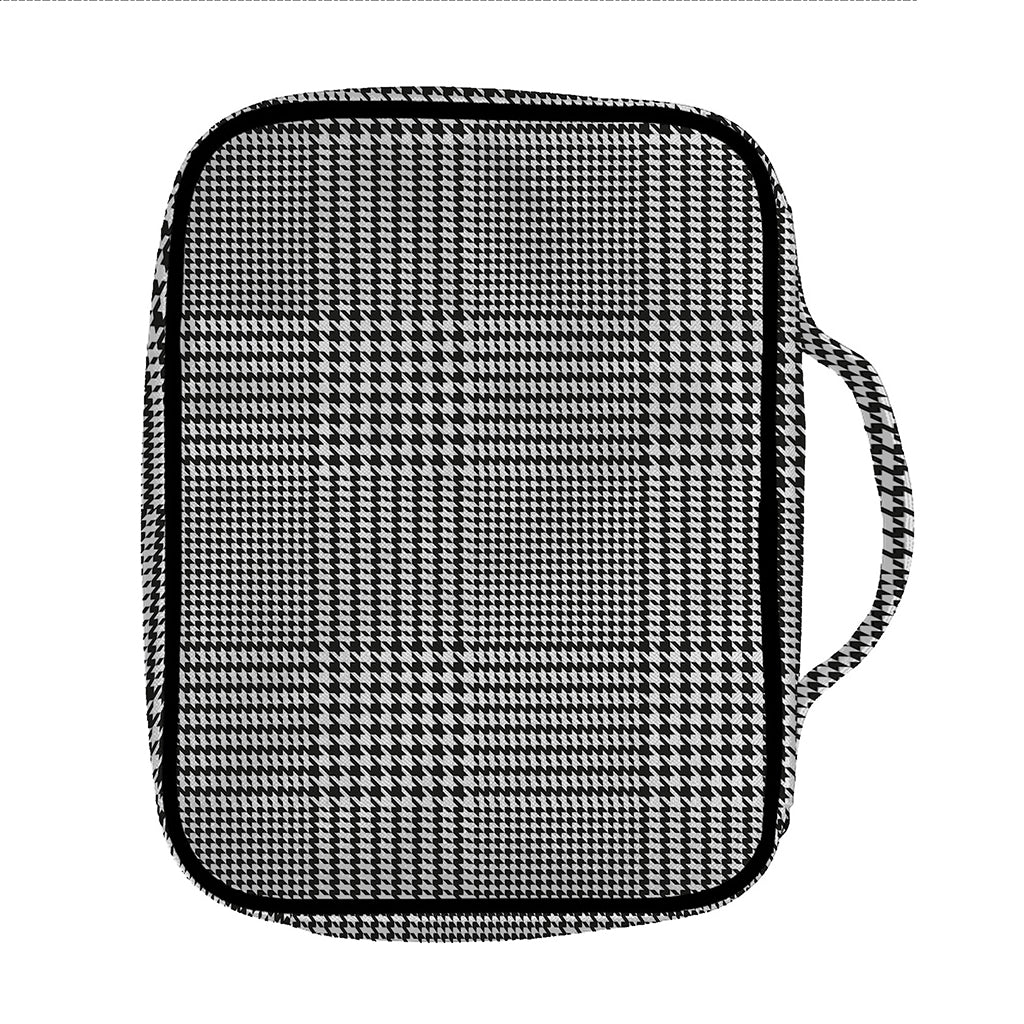 Black And White Glen Plaid Print Front Pocket Bible Bag