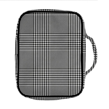 Black And White Glen Plaid Print Front Pocket Bible Bag